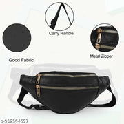 PU Leather Waist Sling Bag Stylish Crossbody Chest Bag with Zipper