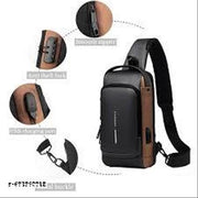 Men Stylish Crossbody Backpack for Men & Women, Anti-Theft Chest Bag with USB Charging Port, Messenger Bags, Casual Shoulder Bag