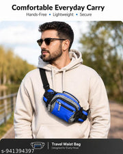 Hawklyn Waterproof Waist Bag for Men & Women - RFID Safe, Large Fanny Pack with Premium Stitching & Branded Zippers - Hiking, Travel, Running Money Belt, Polyester, Black