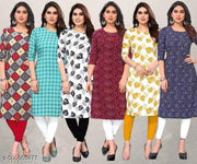 Women Printed Crepe Kurti (Combo Of 5)