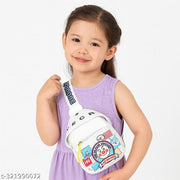 SYGA Celebrity Cartoon Canvas Small Bag Girl Children's Bag Shoulder Messenger Bag Chest Bag(White)