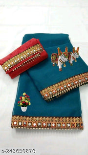 NEW Georgette  MIRROR LACE SAREE