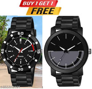 Watch Combo BUY 1 GET1FREE Black Designer Professional PU Analog Watch pack of 2