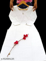 white plain khadi cotton kurti for women and girl