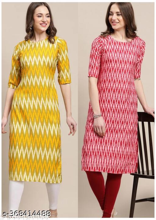 Polyster/Crepe fabric-VIRHAN DESIGN PRINTED 2 COMBO PACK KURTIS FOR WOMEN