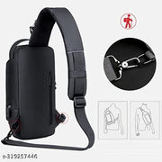 SHRBI Multifunction Password Anti-Theft Sacgear Backpack Sling Bag Shoulder Crossbody Chest Bag with USB Charging Port Lightweight Casual Daypack (BLACK)