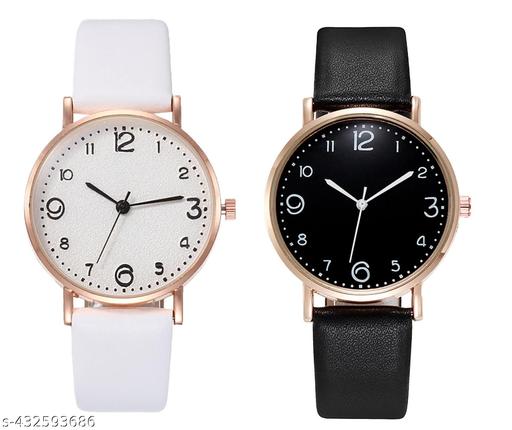 High Quality Round Dial Fancy Leather Belt Women Analog Watch(Pack of 2)