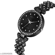 OHHO Special Edition Black Dial & Black Metal Bracelet Chain Analog Watch - For Women's-Ladies's-Girl's
