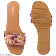 Women's Premium Floral Embroidered Toe Ring Flats for Women | Designer Open Toe Slip-On Casual & Party Wear Footwear