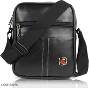 leather sling bag for man to keep cash| men shoulder bag | Stylish PU Leather Sling Bag for Men | Compact Crossbody strap Shoulder Bag for Office, Travel & Daily Use Black