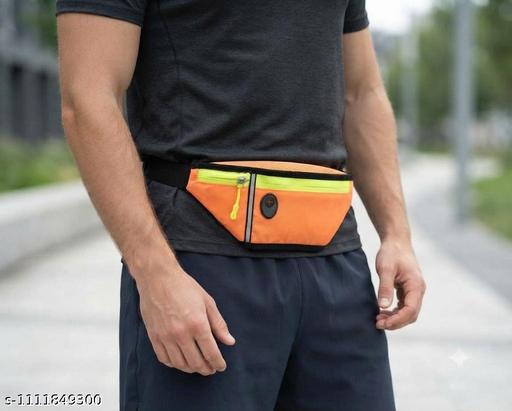 Unisex Sports Waist Bag with Earphone Jack & Adjustable Belt (Orange)