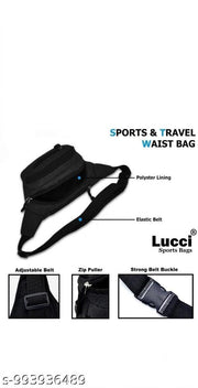 Lucci Sling Bag Fanny Pack Crossbody Chest Bag - Water Resistant Four Pocket Waist Pack, Adjustable Running Belt & Phone Holder for Men Hiking Travel