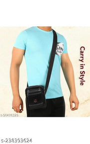 Leather Black Office/Travel Casual Crossbody Bag For Men