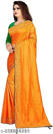 Raajshree Satin silk Yellow Mirror Work Saree With Blouse | yellow saree | yellow saree haldi | pili saree