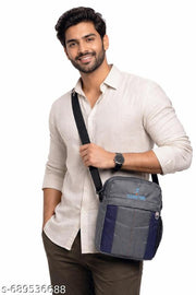 Unisex Cross-body sling bag messenger bag shoulder bag crossbody pouch women sling bag (GREY&BLUE)