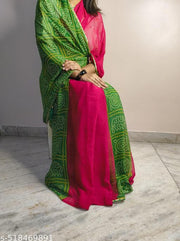 Mahadev Creation's Premium Georgette Bandhani Saree With Unstitched Blouse Piece