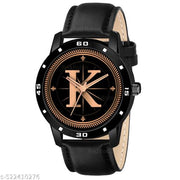 FEMEO WATCHES Analog Round black Dial ALPHABET K Design Stylish black Strap Classic Design Fancy Watch for Men and Boys, Pack of 1 ALPHABET K-AVO-BLK-L-1