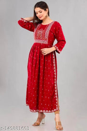 GF 106 TM MAROON DESIGNER FRONT SLIT KURTI