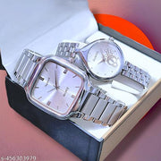 Attractive Silver Stainless Steel couple watch combo party wedding Couple Wedding Gift Combo, Anniversary Gift Combo, Couple Gift set - Men & Women