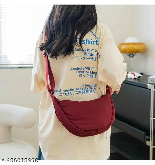 GLOSSY Crescent Bag Half-moon Shaped Crossbody Shoulder Bag with Adjustable Strap for Women Men School Sport Travel