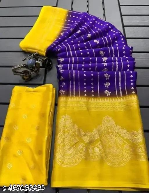 NavSarjan Silk printed saree with pallu blouse and lace