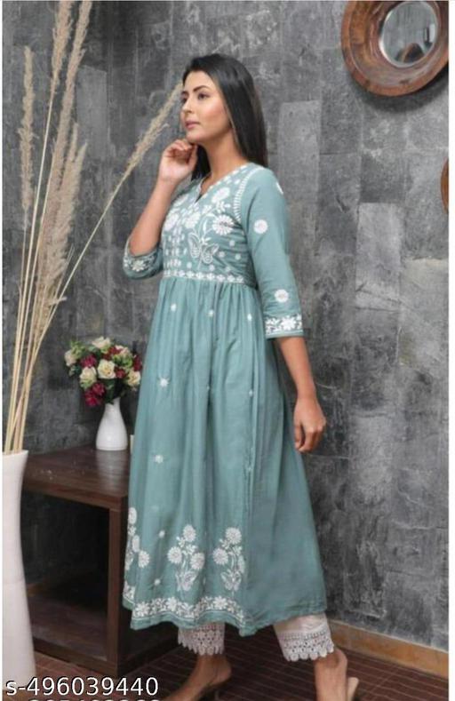 Chikankari anarkali embroidery work kurti