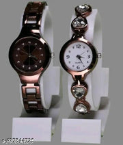 Fancy Flower Designer Chain Metal Belt Analog Watches Combo 