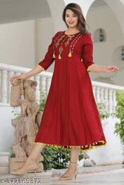 Women Embroidered Rayon Anarkali Kurta