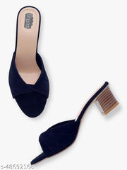 Taydol Women Fancy slip-on Block medium Heel Navy Blue velvet woven design pvc sole open toe Sandal (33)