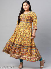 Akiko PLUS SIZE Rayon Floral Printed  Anarkali Kurta