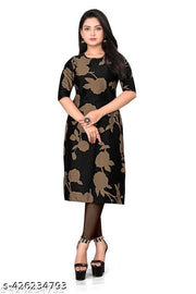 Polyster/Crepe fabric-Women Crepe Fabric Printed Straight Kurti PACK OF 2, Extra plus Size -S,M,L,XL,XXL,2XL,XXXL,3XL,4XL,5XL,6XL,7XL,8XL ( New Arrival New Design Fashionable Kurti )