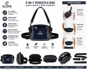 BLUE WAIST BAG WITH TOP HANDLE | 3 IN 1 BAG WITH SLING BELT | BUCKLE POCKET AND IN BUILT BELT LOOP | LIGHTWEIGHT AND DURABLE