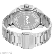 Trendy Men's Analogue Watch with Grey Dial and Stainless Steel Bracelet