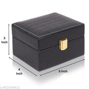 RABIYA 2 Slot Watch Storage Box for Men & Women Portable Watch Organizer Case Watch Box (Black, Holds 2 Watches) | Watch Box | Watch Storage Box | Watch Case | Watch Organizer | Watch Display Box | Wooden Watch Box | Leather Watch Box |