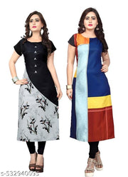 Women's and Girls Digital Print Crepe Aline Straight kurti new arrival