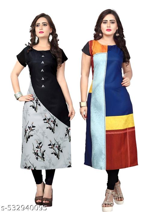 Women's and Girls Digital Print Crepe Aline Straight kurti new arrival