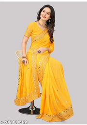 EMBROIDERY MIRROR SAREE
