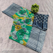 Crepe cotton printed saree with blouse