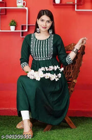 rayon kurti embroidered