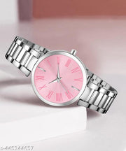 Pink Color Dial Stainless Steel Strap Slim Stylish Look