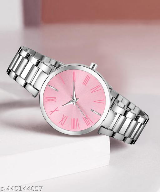 Pink Color Dial Stainless Steel Strap Slim Stylish Look