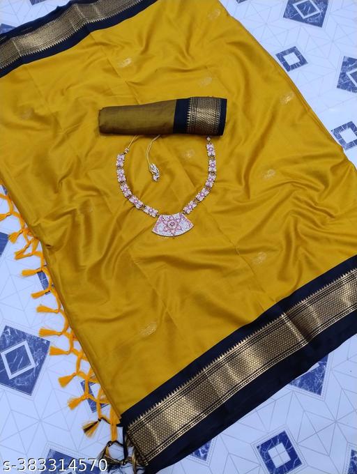 Golden Zari Cotton Silk Paithani Saree Golden Black