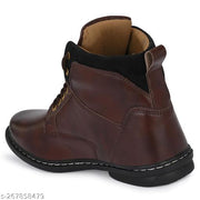 Shoe Island ® Robust-X ™ Leather Dark Brown Trendy Tough Military Lace Ups High Ankle Length Mens Casual Boots For Men (BAB980-BROWN)