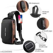 Waterproof Polyester Slim Unisex Crossbody Sling Bag Chest Backpack Men's Shoulder Bag, Leisure Travel Handbag, Hard Shell Anti-Theft Chest Bag