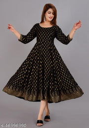 Stylish Rayon Gold Printed Kurti