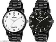 XTIME Analogue Watch Black & White Dial & Black Resin Strap for Men's & Boys Combo Pack of 2