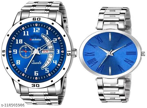 Best Quality Stain less Steel Day Date Couple Watch For Men&Women and Boys&Girls