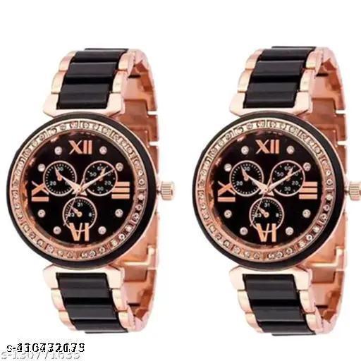 Meena Diamond Ring Analog Metal Body Watch Collection For Girls And Women