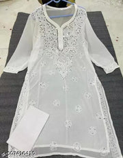 white chikankari kurti for women nd girls