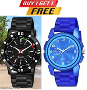 Watch Combo BUY 1 GET1FREE Black Designer Professional PU Analog Watch pack of 2